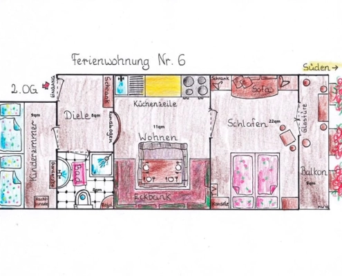 Ferienwohnung in Krün, Karwendel, Wetterstein 4 **** Sterne, Grundriss